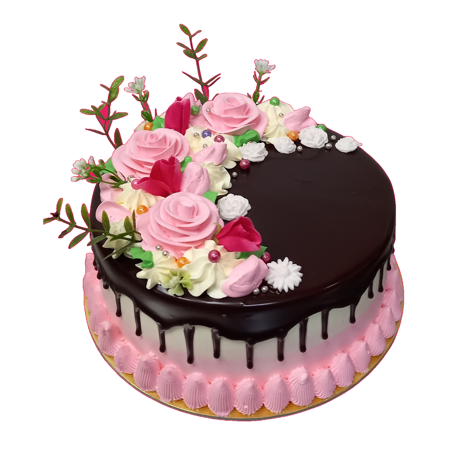 Chocolate Dripped Pink Cake