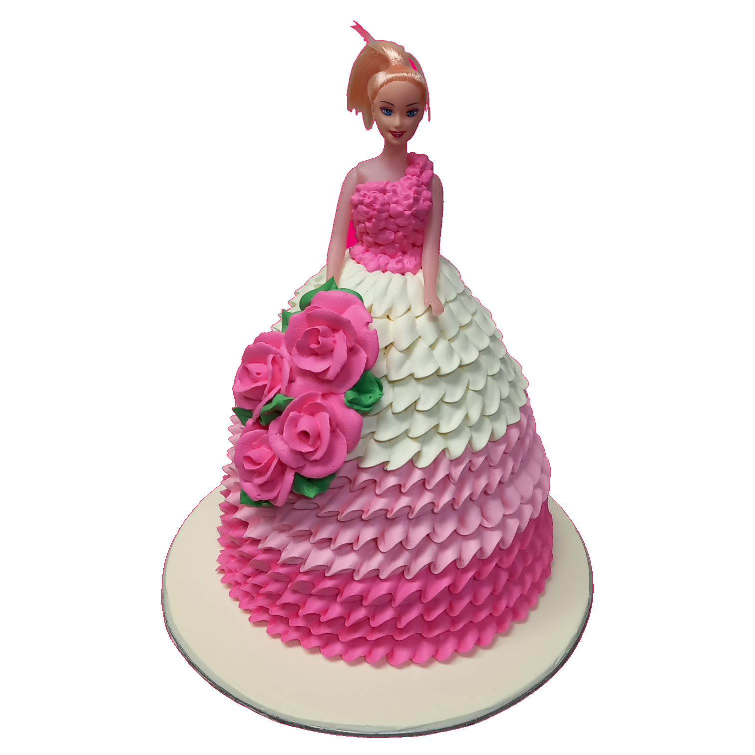 Pink and White Doll Cake