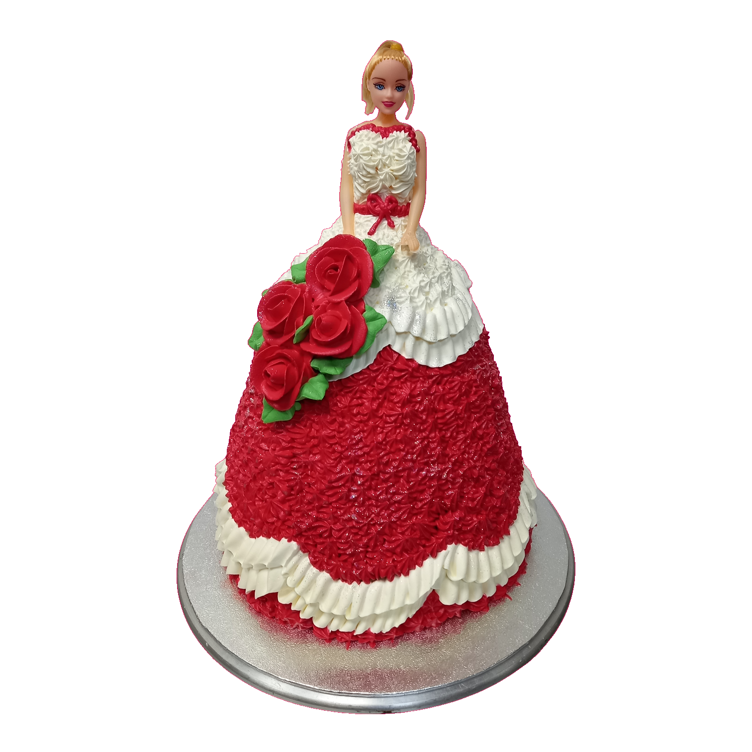 Red and White Dress Barbie Doll Cake