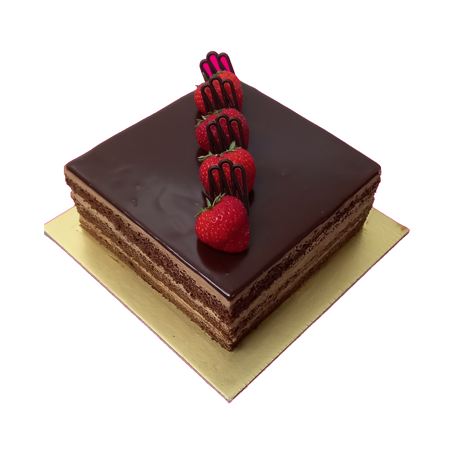 Side Naked Square Chocolate Cake
